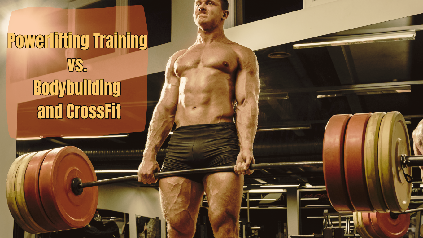 A Man doing deadlift and a sign: Powerlifting training vs. Bodybuilding and CrossFit