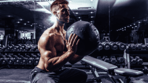 A Man Working Out With A Medicine Ball