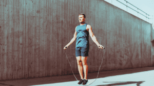 A Man Skipping With A Jumping Rope for Weight Loss 