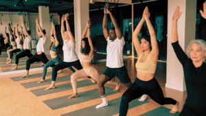 A Yoga Class Practising 