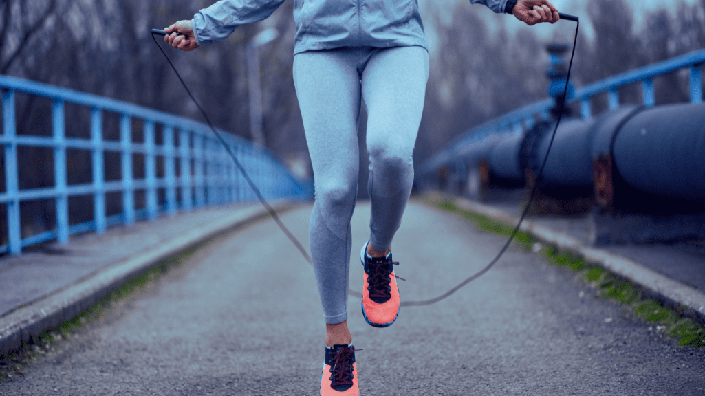 Jumping rope on the road