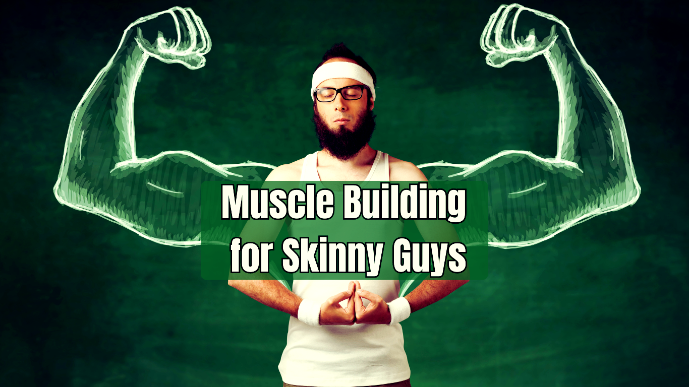 A Skinny Guy Meditating For Big Muscles And A Sign: Muscle Building for Skinny Guys