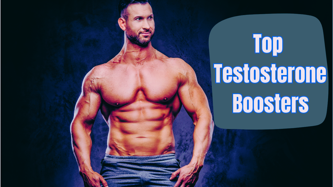 A Huge Bodybuilder With Very Big Muscles And A Sign:Top Testosterone Boosters