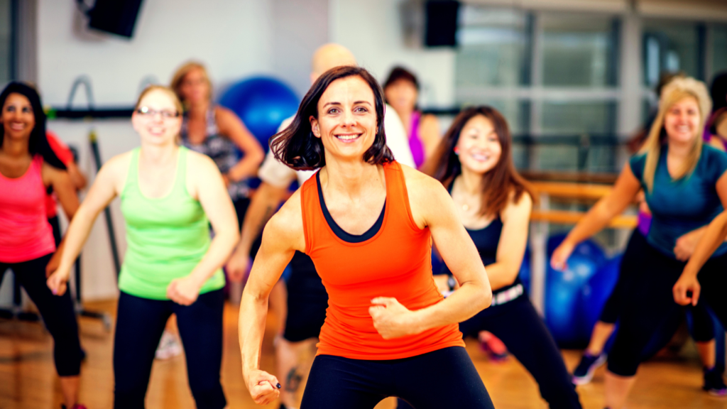 Happy People In A Zumba Class 