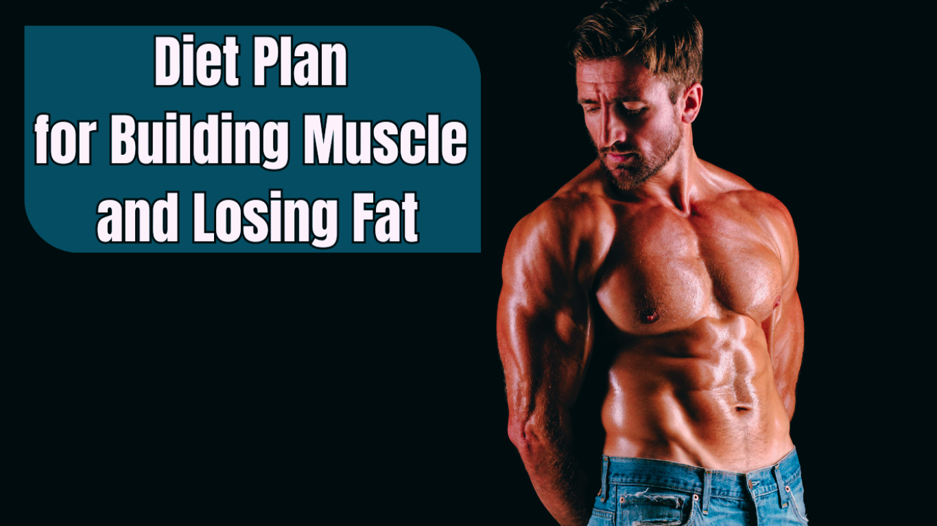 A Bodybuilder Posing And A Sign:Diet Plan for Building Muscle and Losing Fat