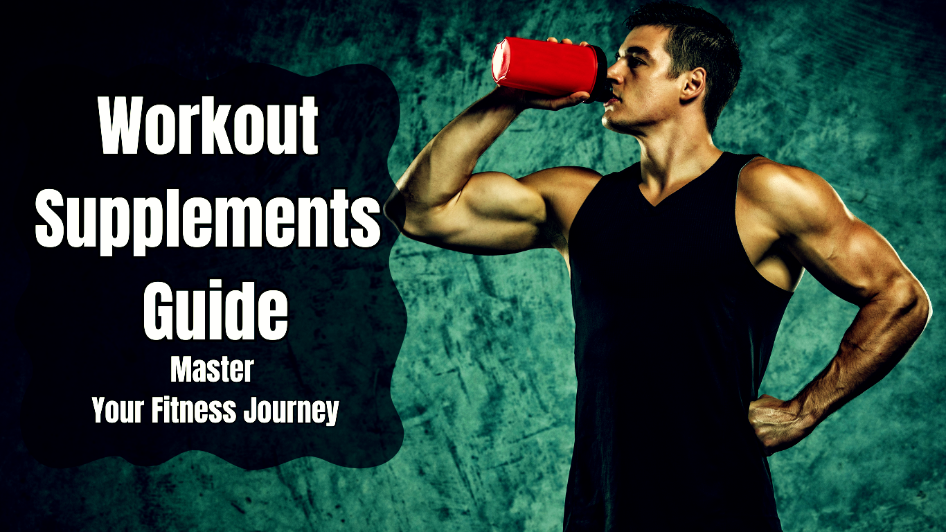 A Muscular Man Taking Supplements And A Sign:Workout Supplements Guide: Master Your Fitness Journey