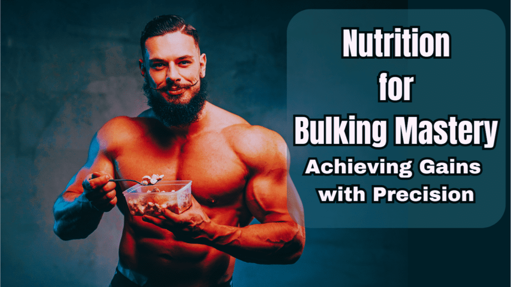 Am Massive Bodybuilder Eating Healthy Meal And A Sign:Nutrition for Bulking Mastery: Achieving Gains with Precision