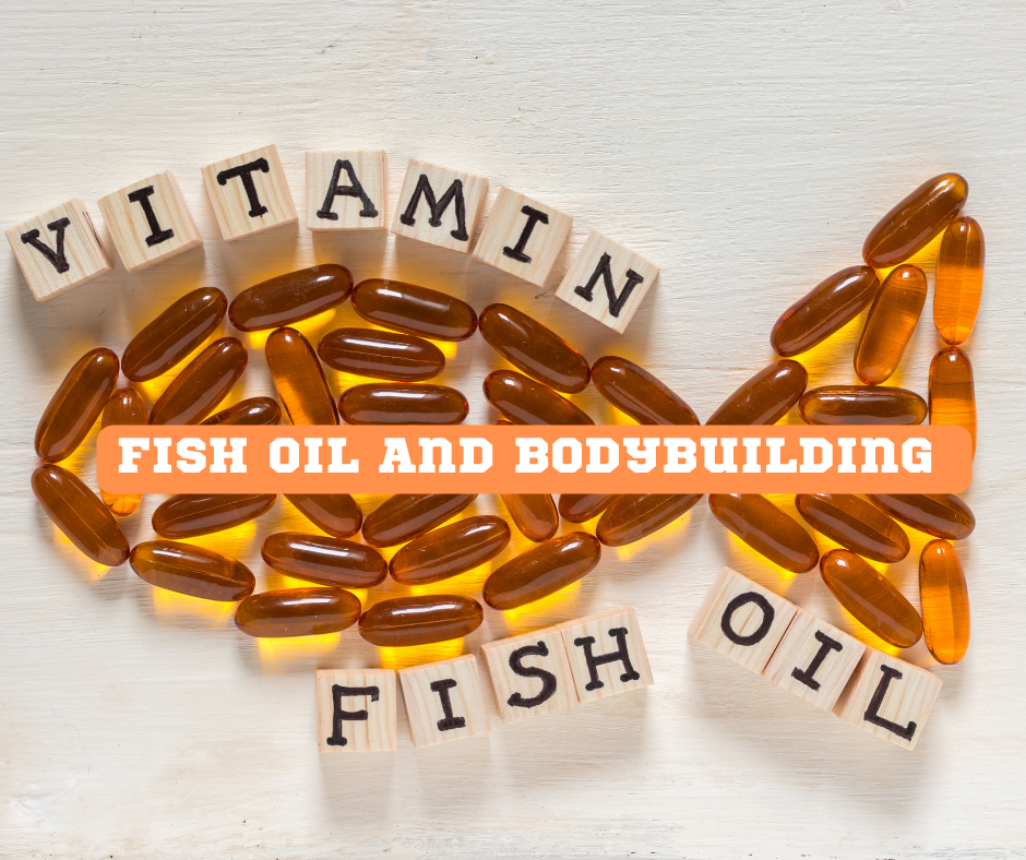 fish oil pills with words: vitamins , fish oil and fish oil and bodybuilding