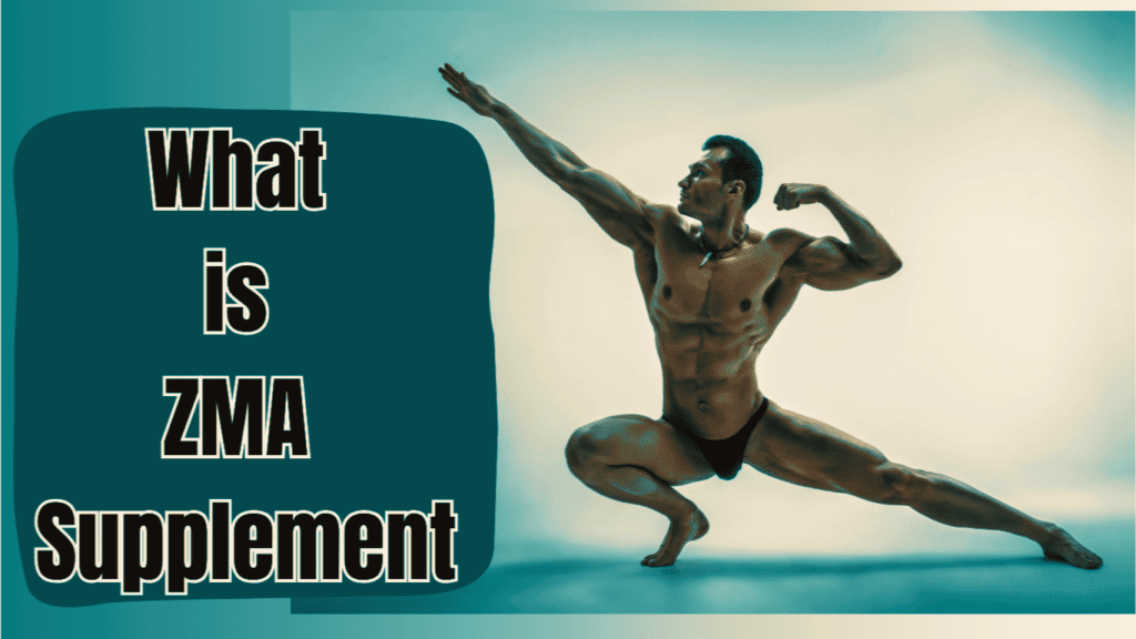 A Bodybuilder Posing And A Sign:What is ZMA Supplement