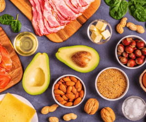 a various choice of low carb diet foods 