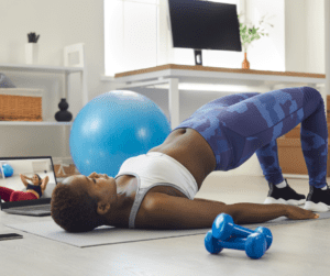 a girl working out for core