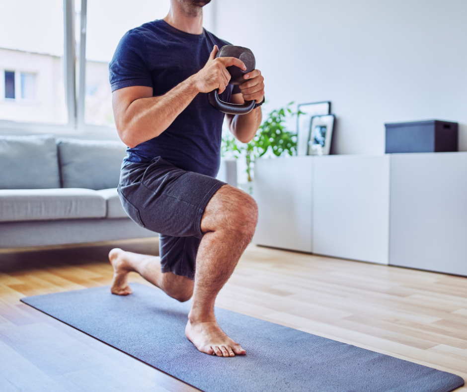 a man working out at home