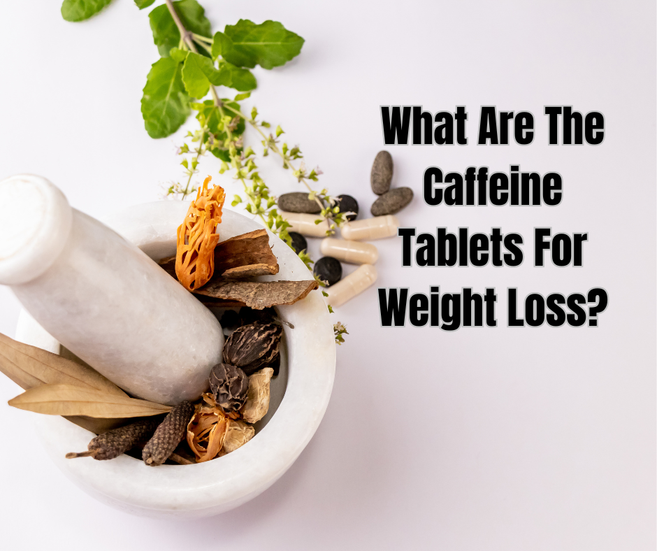 a photo of pills and coffee beans and a sign :What Are The Caffeine Tablets For Weight Loss?