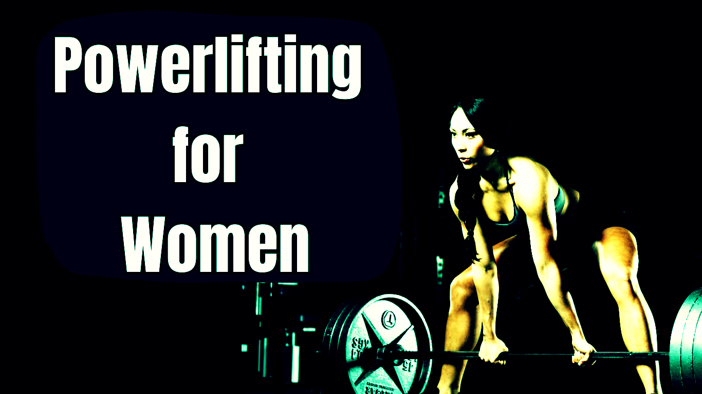 A Dark Photo Of A Femail Powerlifter And A Sign:Powerlifting for Women