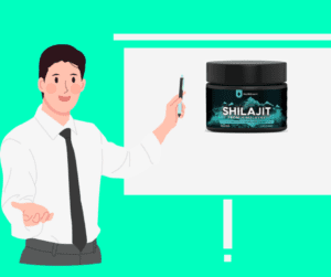 A cartoon presenter showing Shilajit