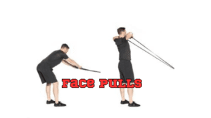 A photo showing the performance of Face Pulls with resistance bands 