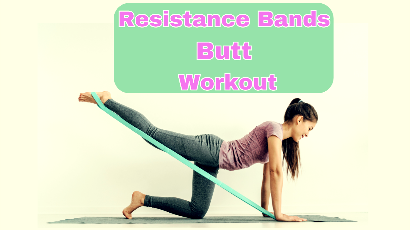 a woman on her knee doing resistance bands butt workout