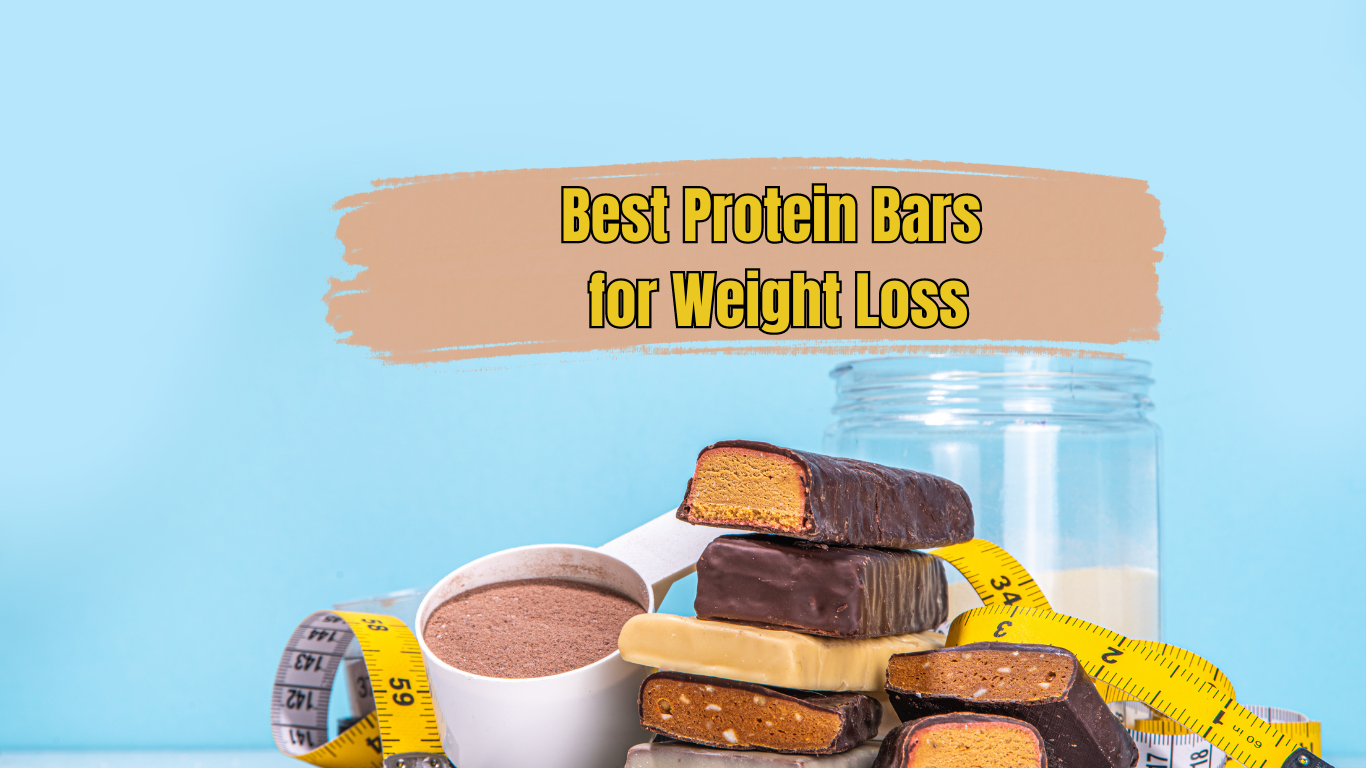 a photo with different protein bars and a sign: Best Protein Bars for Weight Loss