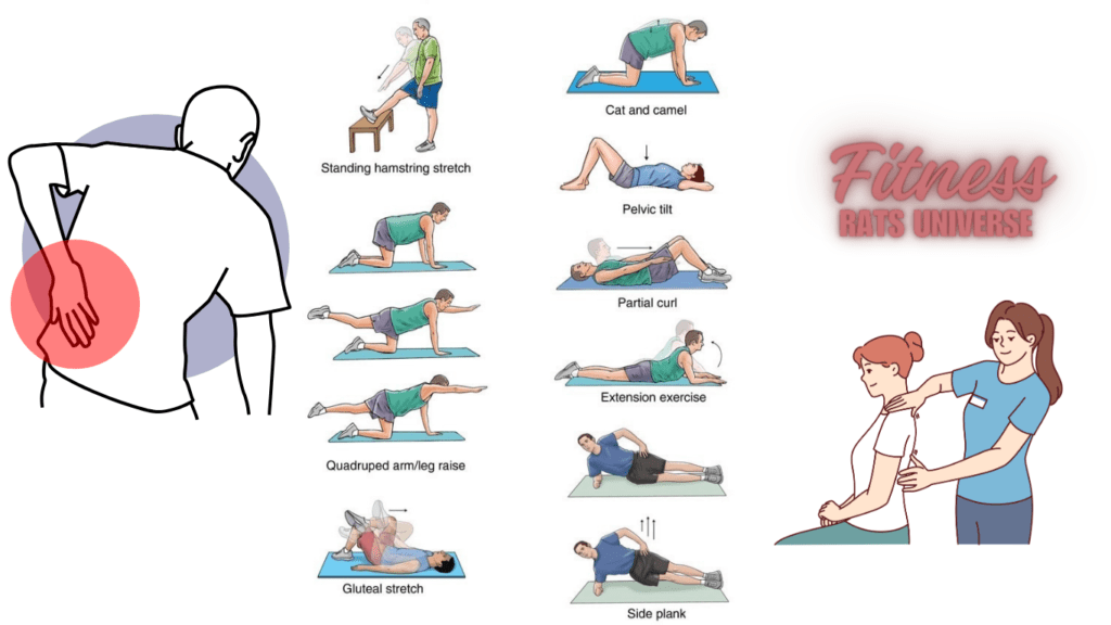 Different lower back pain exercises 