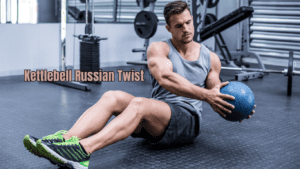 A man doing Kettlebell Russian Twist Exercise