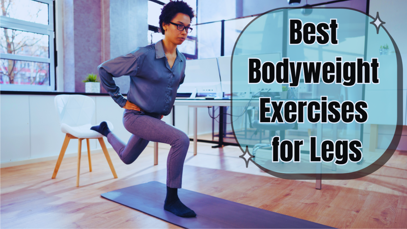 A Woman Doing Split Squat At Her Office And A Sign: Best Bodyweight Exercises for Legs