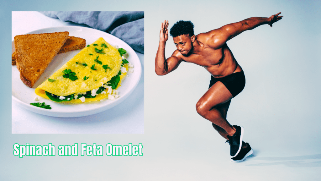 A Male Runner And A Photo Of Spinach and Feta Omelet