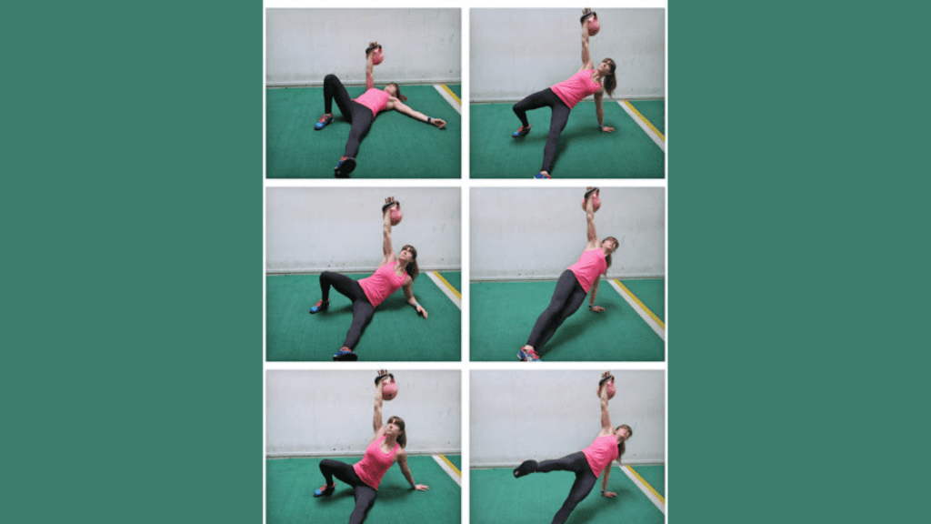 A woman exercising with kettlebell 