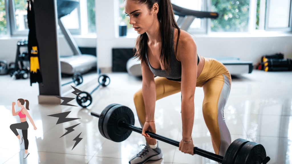 a woman performing deadlift