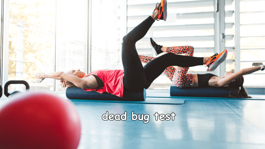 two women doing dead bug test exercise