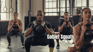 group performance of goblet squats 