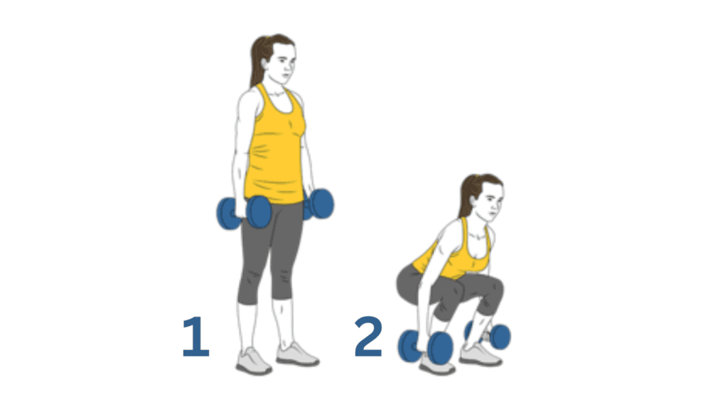 hack squat with dumbbells photo in 2 positions 