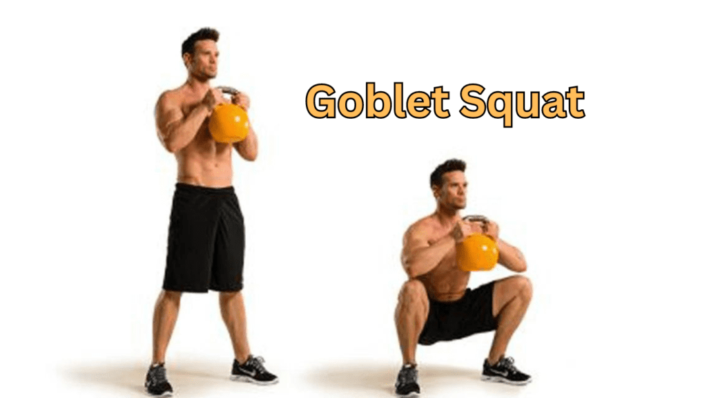 photo showing performance of goblet squat with kettlebell