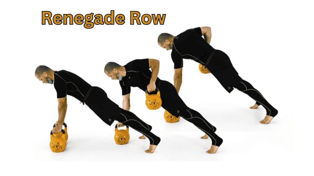 A photo showing Renegade Row Performance with Kettlebell 