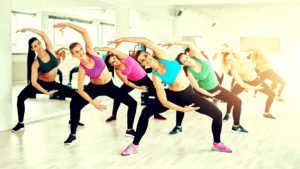 Aerobic dance class vivid photo