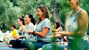 A Yoga Class Meditating Outdoor 