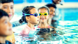 Swimming Class of Children 