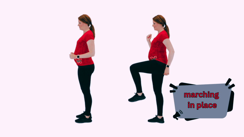 marching in place pregnant woman exercise