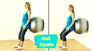 Wall Squats Pregnant Woman Workout