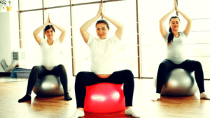 3 Pregnant Women doing Yoga Ball Exercises for Pregnancy