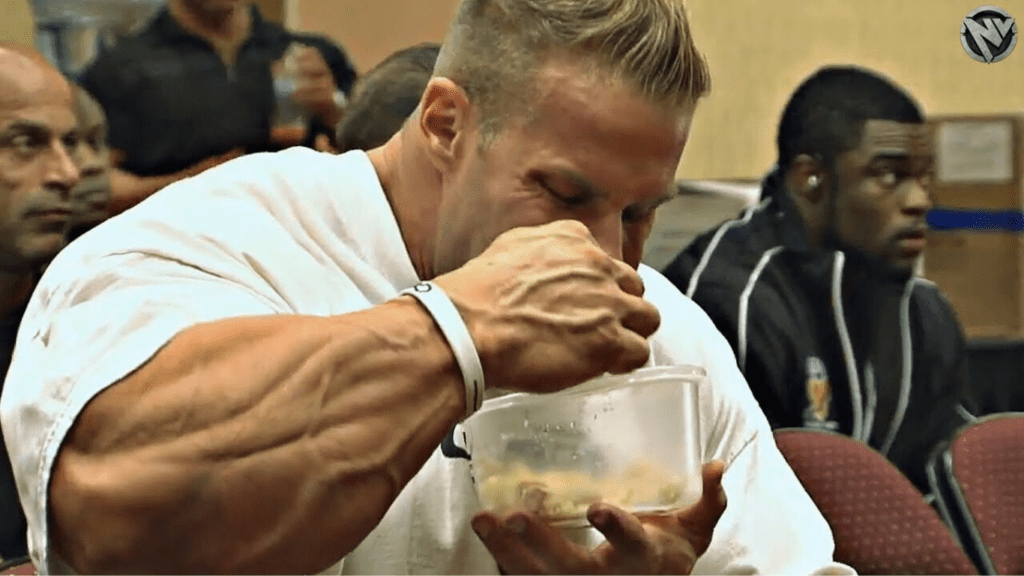 A Bulked Bodybuilder eating 