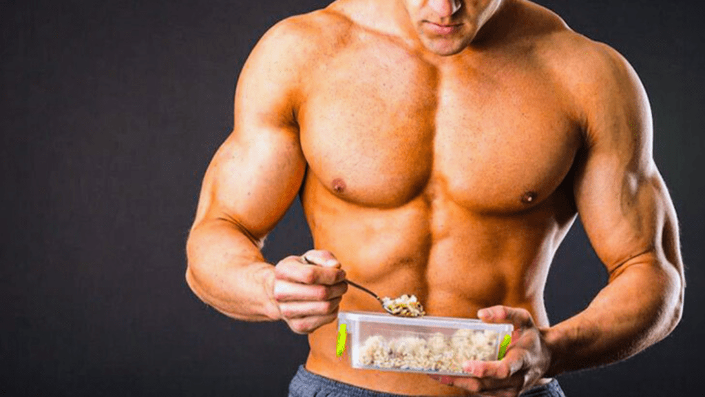 A Lean Muscle Bodybuilder Eating 