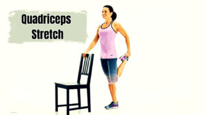 Quadriceps Stretch With Chair Exercise as The Firs Exercise Of Leg Strengthening Exercises for Seniors