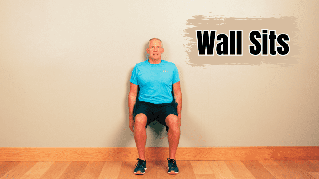 Wall Sits Leg Strengthening Exercise for Seniors With A Senior Man