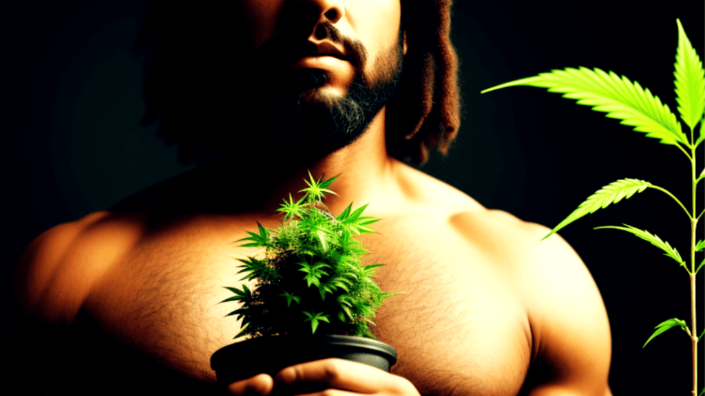 A Photo Of A Bodybuilder Holding The  Plant