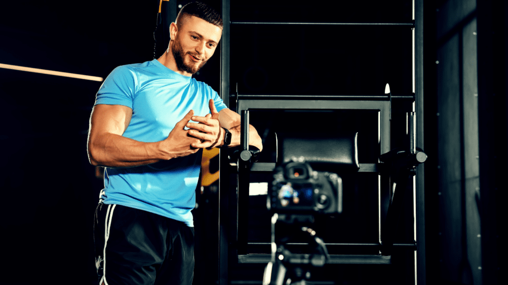 A Online Fitness Coach Filming Himself