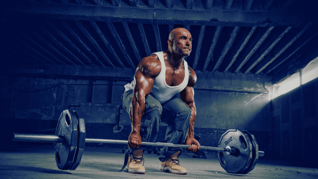 A 40 plus man doing a deadlift