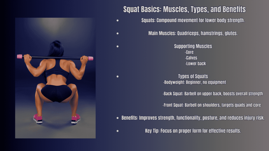 Squat Basics: Muscles, Types, and Benefits Photo Diagram 