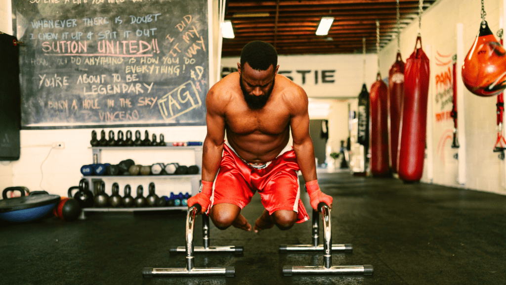 A Man Doing Dips As Part Of The best calisthenics workout for beginners