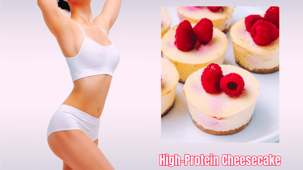 Fit Woman And a Photo Of High-Protein Cheesecake