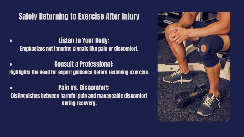 Safely Returning to Exercise After Injury Bullet Points Photo